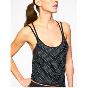 Athleta Chevron Tankini Top Adjustable Built-In Bra Black/White Size 34D-34DD.